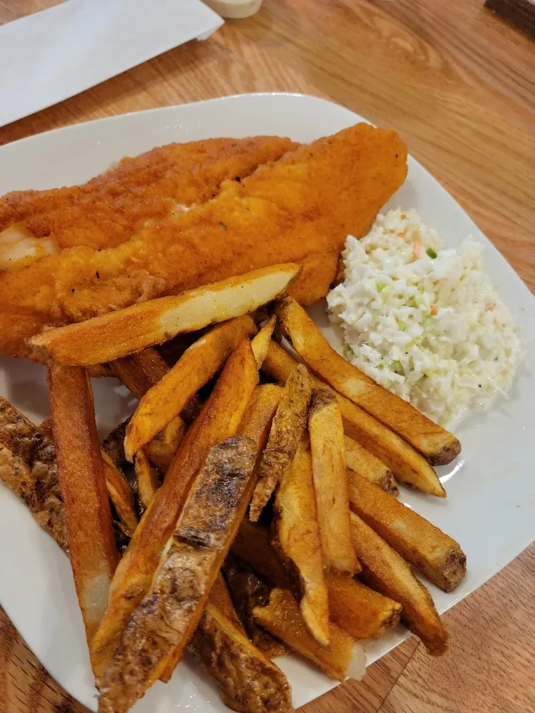 Fish and Chips with Sweet and Sour Coleslaw
