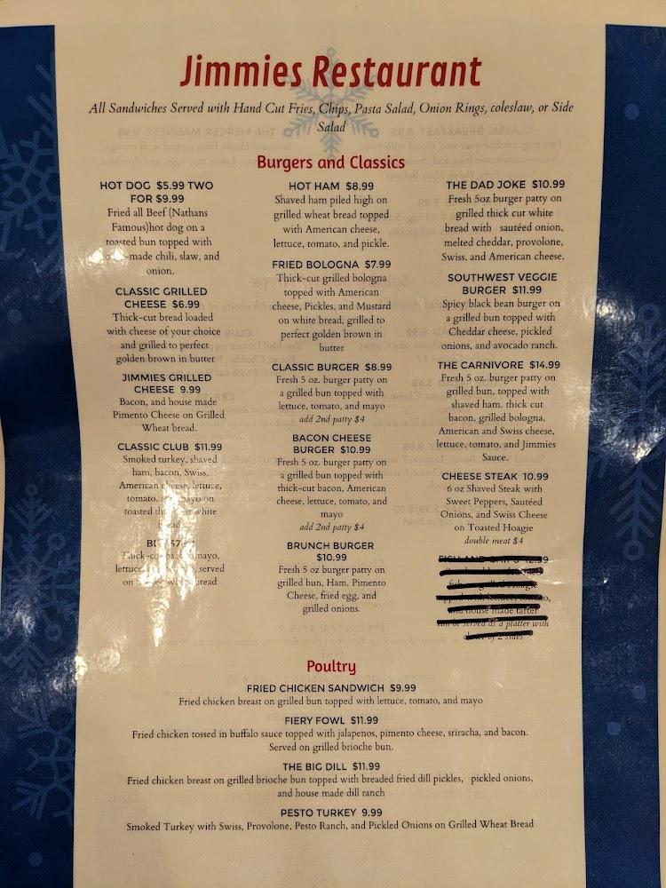 Jimmies Restaurant Menu image 2